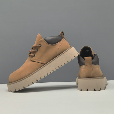 男生真皮中邦百搭男款潮鞋欧洲站男士厚底透气休闲鞋男