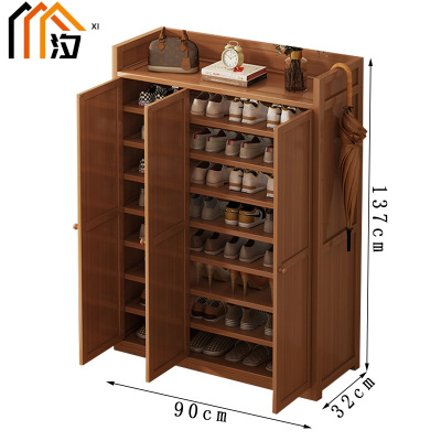 汐木质鞋柜九层个