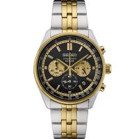 SEIKO/精工 Essentials系列男士手表 间金不锈钢三眼计时防水时尚休闲腕表