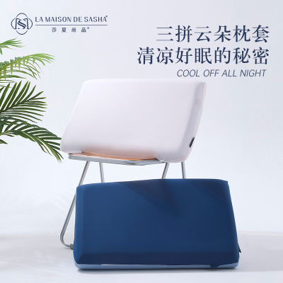 LA MAISON DE SASHA 双色百搭双感枕套 凉感透气三拼云朵深睡枕记忆枕专用内胆芯通用