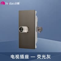 飞雕(FEIDIAO)118型开关插座面板 功能键模块件自由组合搭配 格调118荧光灰一位电视插座功能键