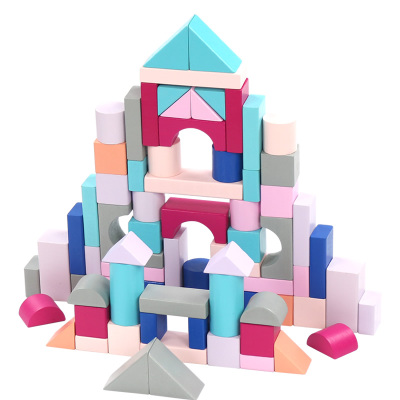 封后儿童积木头1拼装2拼图3岁以上四6六男女孩宝宝早教益智力动脑玩具80粒马卡龙积木-袋装