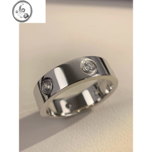 JiMi六钻情侣戒指电镀玫瑰金love对戒男女不掉色镶钻结婚礼物指环