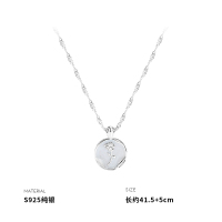 925纯银水波链素银郁金香花朵滴油印章吊坠项链锁骨链女款送女朋友老婆情人节七夕生日礼物