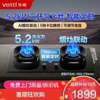 华帝(vatti)燃气灶家用5.2kW 嵌入式定时猛火灶 可调节免扩孔70%热效率 烟灶联动灶具i10309D(天然气)