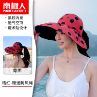 帽子女夏季遮阳遮脸户外出游百搭大檐黑胶空顶防晒渔夫沙滩太阳帽