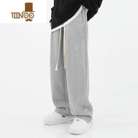 YANXU秋季新款美式高街休闲裤男潮牌宽松直筒运动卫裤阔腿拖地裤子