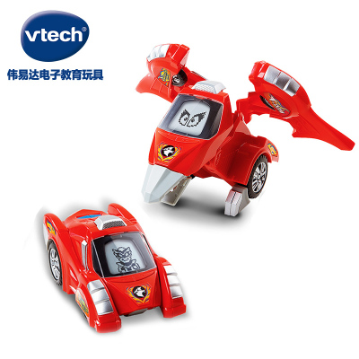 VTECH伟易达变形恐龙一代翼龙液晶显示屏表情丰富声光语音恐龙知识点介绍手动变形汽车恐龙切换惯性滑行男孩玩具
