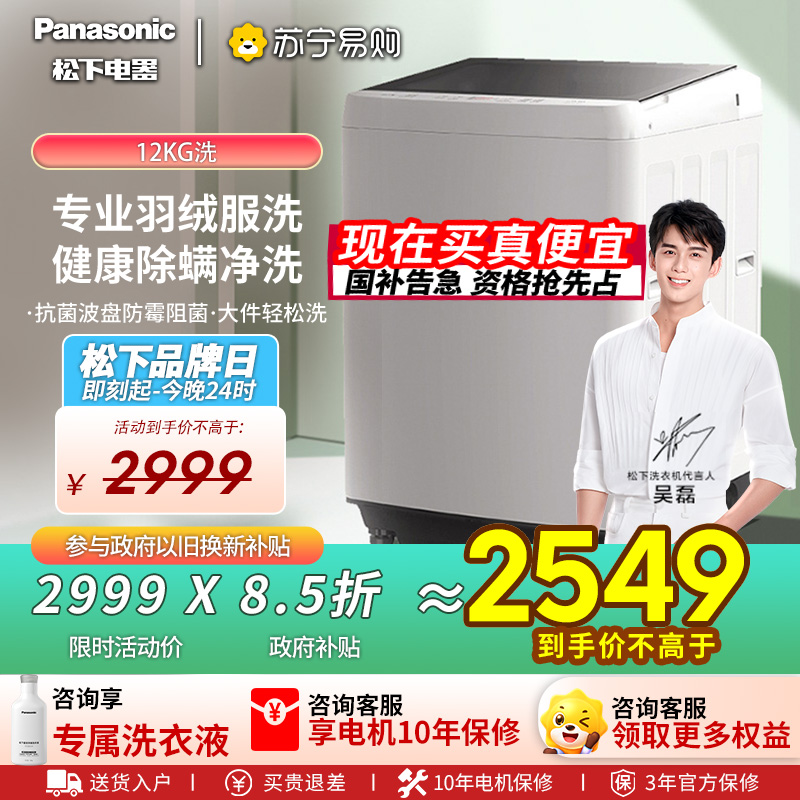松下12公斤洗衣机家用全自动大容量抗菌除螨Q1L1波轮