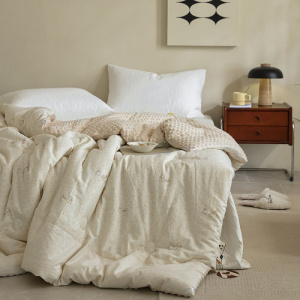 法式蕾丝全棉双层纱豆豆被纯棉纱布可机洗春秋被单双人纯棉豆豆被