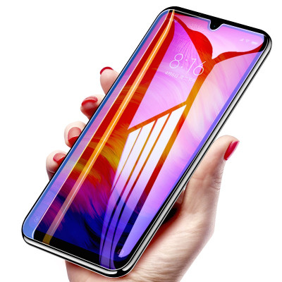 [送手机壳]轻万适用红米note7pro钢化膜小米redmi全屏玻璃贴膜抗紫蓝光全屏保护膜