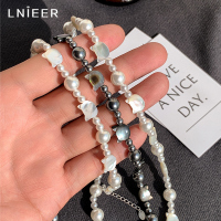 倪妮同款施家真多麻灰色珍珠项链女轻奢白黑猫咪气质贝母颈链饰品送女朋友老婆情人节七夕生日礼物