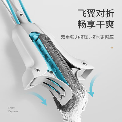 美丽雅胶棉拖把34cm伸缩杆139cm2拖头吸水海绵干湿两用免手洗一拖净2025