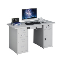 湘渭钢制桌子办公桌铁皮桌电脑桌五斗一抽一门1.6m