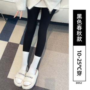 浅灰色打底裤女秋冬季外穿竖条纹弹力紧身显瘦连裤袜加绒加厚棉裤_110