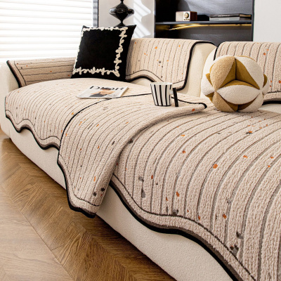 异形加厚毛绒沙发垫冬新款四季通用坐垫固定防滑一片式盖布巾