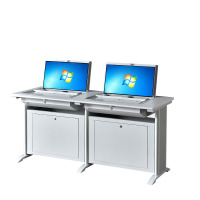 晋舰 翻转桌隐藏式多媒体电教室机房电脑桌嵌入式课桌 020双人位