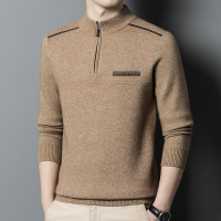 秋冬季新款半高领拉链毛衣男士中老年加厚羊毛休闲保暖针织衫打底