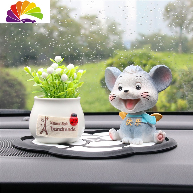 舒适主义汽车摆件摇头小老鼠公仔网红车上小摆件创意可爱男女车内装饰