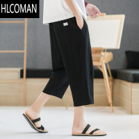 HLCOMAN男短裤七分裤外穿2022新款夏季薄款休闲中裤子6宽松亚麻7分裤