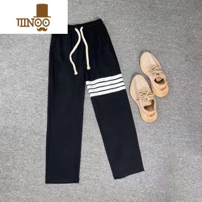 YANXU四道杠直筒裤男夏季新款休闲裤网红同款ins百搭潮牌情侣宽松裤子