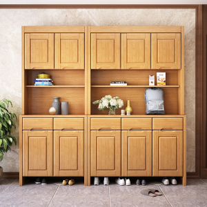 青木川 实木鞋柜 家用进门口大容量置物柜客厅门厅玄关柜鞋柜一体靠墙加高柜两门收纳储物柜子 简约现代中式