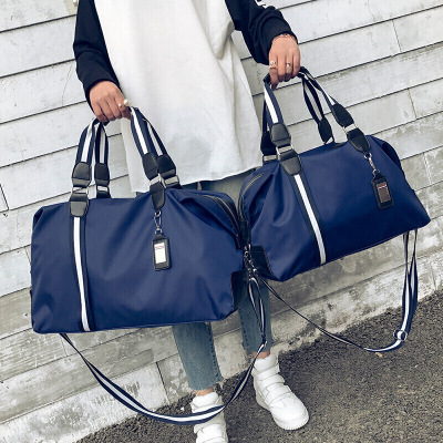 新款手提旅行包运动健身包男女韩版行李袋旅游包单肩包出差装衣服包潮-定制蓝色小蓝色小