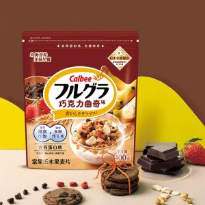 Calbee/卡乐比进口冲饮富果乐巧克力曲奇味400g燕麦片早餐饱腹