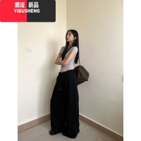 YIBUSHENG甜酷辣妹灰色正肩短袖t恤女季小众设计感修身显瘦紧身短款上衣