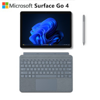 [配原装冰晶蓝键盘+触控笔]微软Surface Go4 10.5英寸 二合一平板电脑 亮铂金 N200 8G 64G 人脸识别 学生平板 轻薄笔记本
