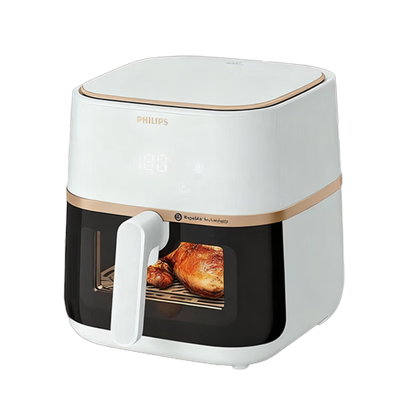飞利浦智能触控空气炸锅HD9455/50 5升大容量1.7千瓦强劲动力温度调节不粘内锅