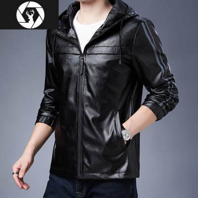 HongZun男士皮衣冬季新款大码外套韩版修身帅气机车加绒加厚皮夹克秋冬款皮衣