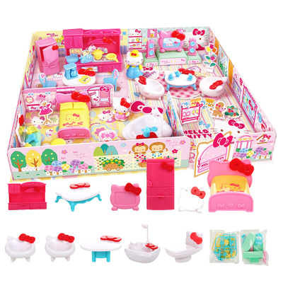 HelloKitty凯蒂猫儿童女孩仿真过家家玩具厨房套装生日6岁左右kt猫玩具KT百变造型-梦想房间-50127