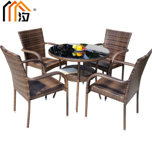 汐户外桌圆桌加四椅套