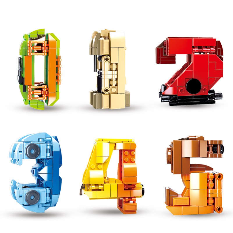 快乐数字变形玩具小颗粒积木儿童拼装创意n变字母机甲金刚6-10-12岁