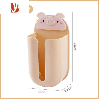 三维工匠壁挂抽纸盒壁挂式家用客厅创意免打孔厨房卧室厕所收纳盒挂壁纸巾 米色小猪 1个装