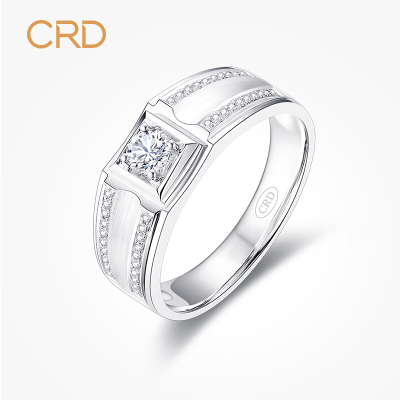 CRD克徕帝骑士系列钻石男戒钻戒男豪华款男士戒指骑士系列铂金18分I-J色