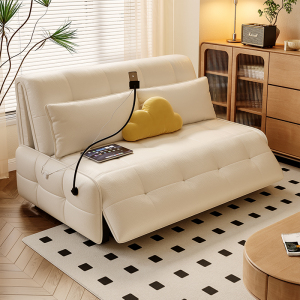 欧梵森智能电动沙发床可折叠伸缩一体两用小户型客厅阳台单双人皮艺沙发