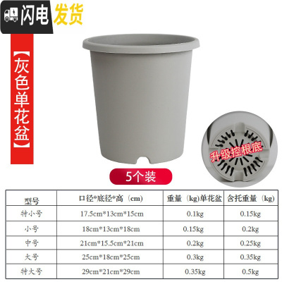 三维工匠升级改良加厚加仑盆控根盆超透气透水月季盆铁线莲盆树脂花盆p15 [5个装][浅灰不含托] 特大花盆容器