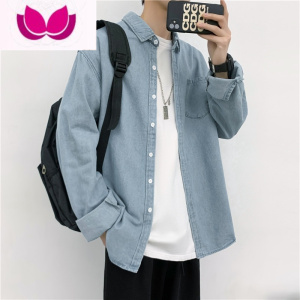 七斓牛仔夹克原宿风韩版潮流青年男装工装衬衣宽松港风休闲外套