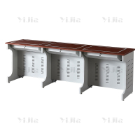 翌嘉 隐藏式翻转电脑桌培训桌多媒体学习桌办公桌B款三人位2300*600*750mm