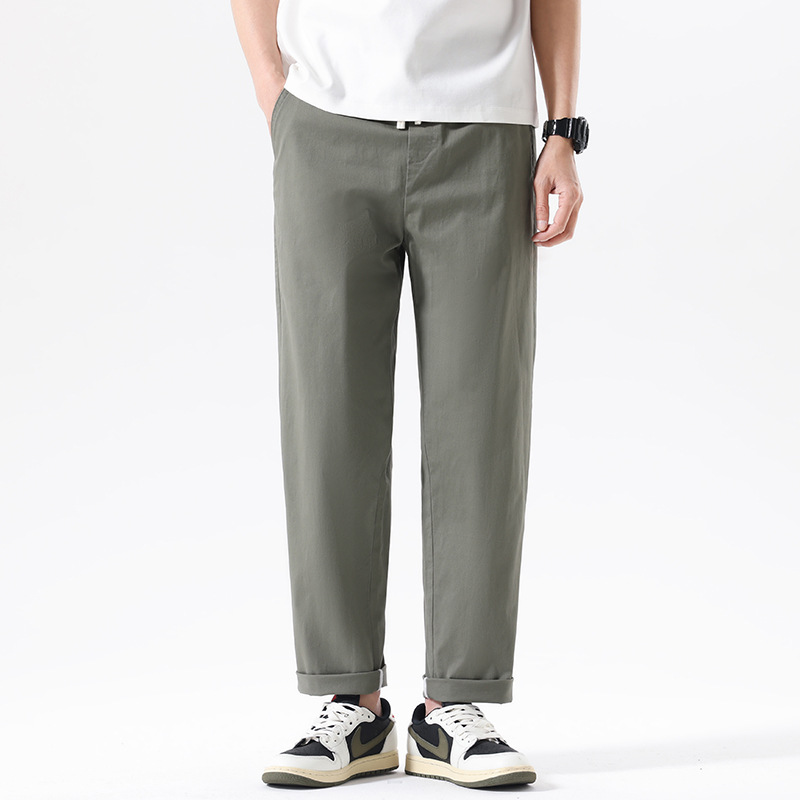抽绳全棉休闲裤男美式户外百搭经典休闲裤男士春夏学生裤子广州货
