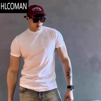HLCOMAN220g收袖口短袖男夏季美式健身运动正肩t恤cleanfit半袖