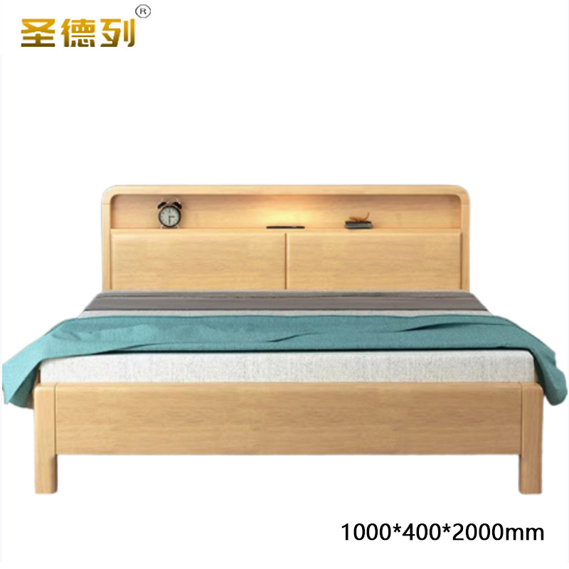 圣德列实木床带灯硬靠床TM-909# 1000*400*2000mm