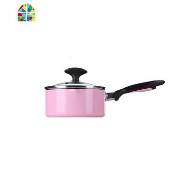 小奶锅不粘锅小锅迷你多功能家用煮面燃气汤锅煮奶瓶锅婴儿 FENGHOU 芭比粉16奶锅含盖