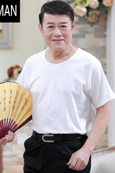 HLCOMAN中年男士短袖t恤中老年人白汗衫夏装上衣爸爸背心老头衫爷爷