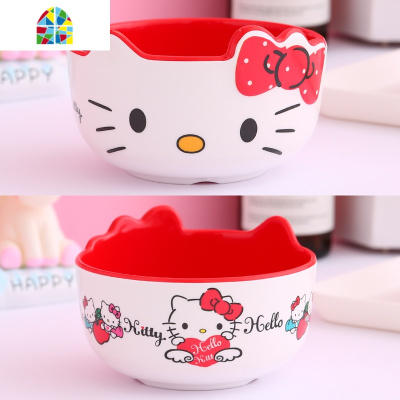 卡通碗单个创意个性家用学生儿童吃饭碗可爱少女心水果沙拉甜品碗 FENGHOU KT粉蝴蝶结4.5寸(单个)