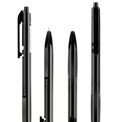 得力 中油笔圆珠笔0.7mm按动式中油笔圆珠笔 迷你头 黑色 S304 36支/盒