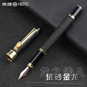 英雄钢笔6006可替换墨囊练字硬笔书法美工弯头弯尖男士女生 钢笔-黑砂