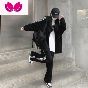 七斓休闲运动套装女款2023宽松跑步服卫衣外套阔腿裤套学生风